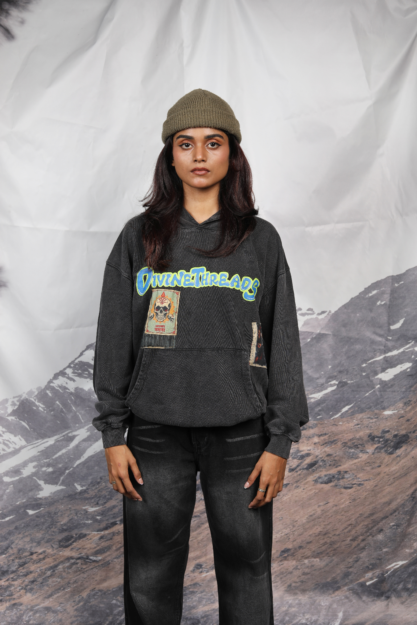 skull series washed hoodie divinethreads