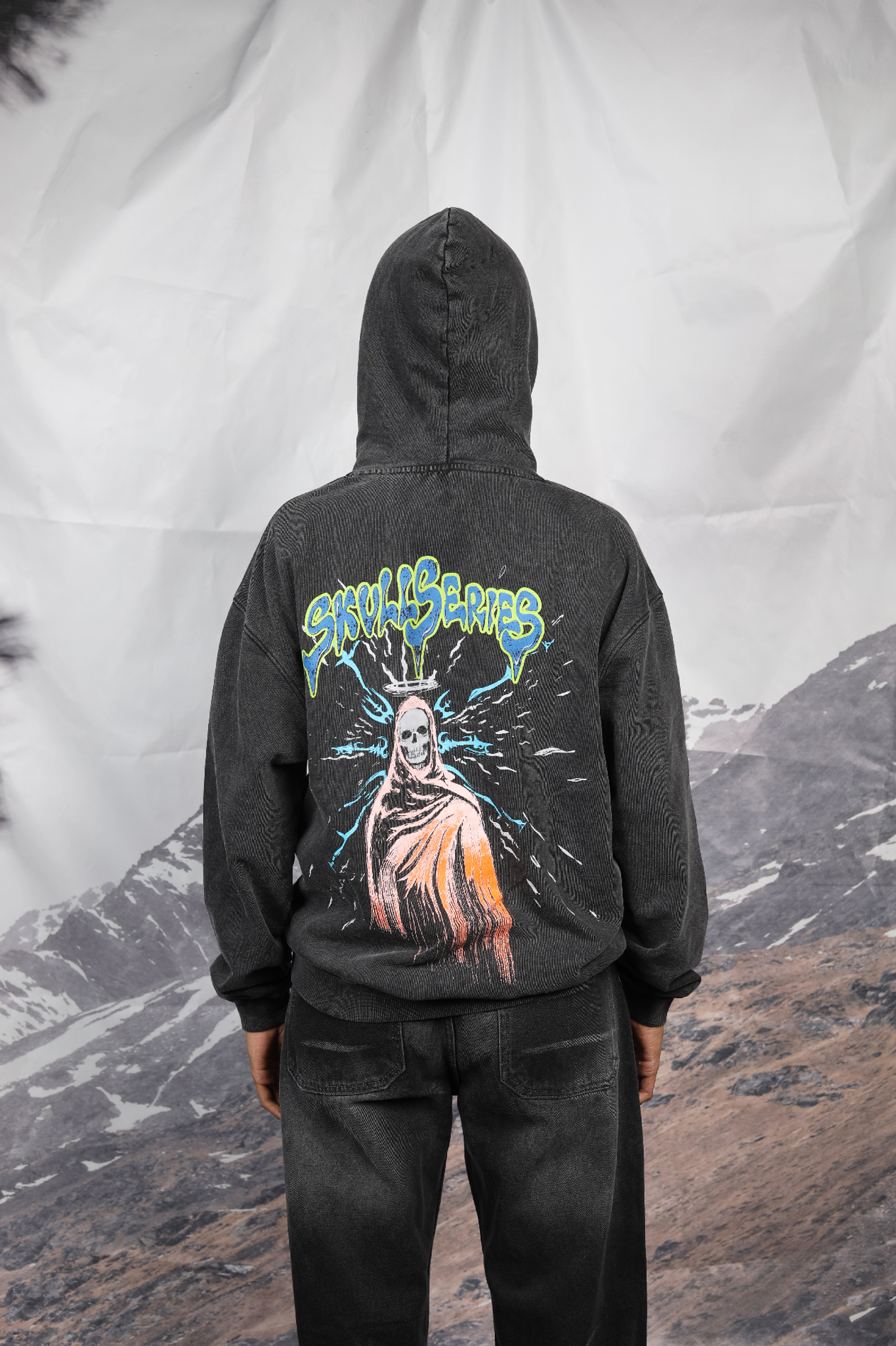 skull series washed hoodie divinethreads