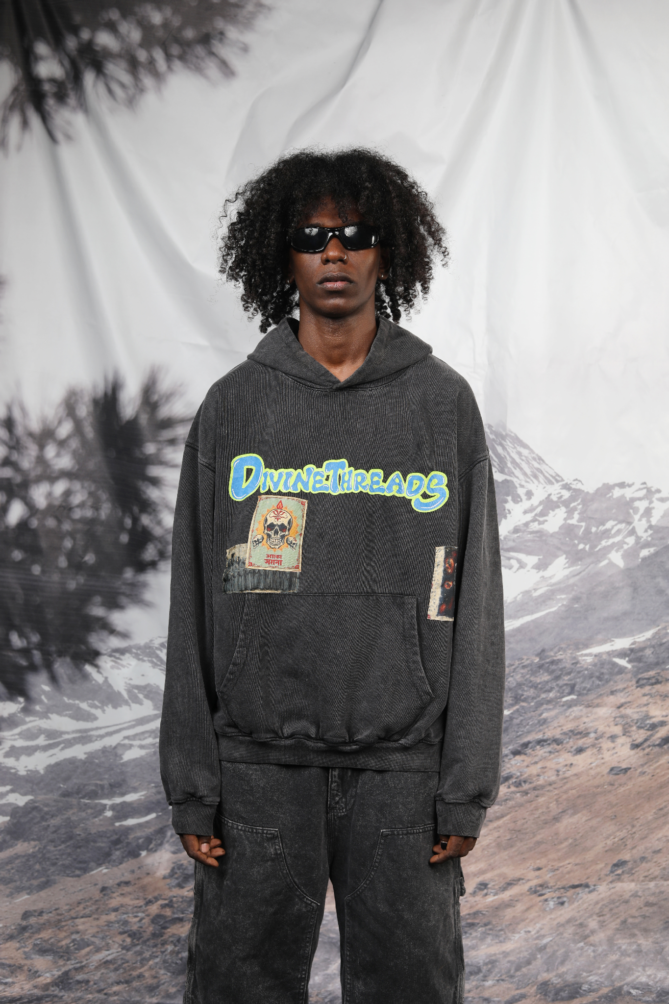 skull series washed hoodie divinethreads