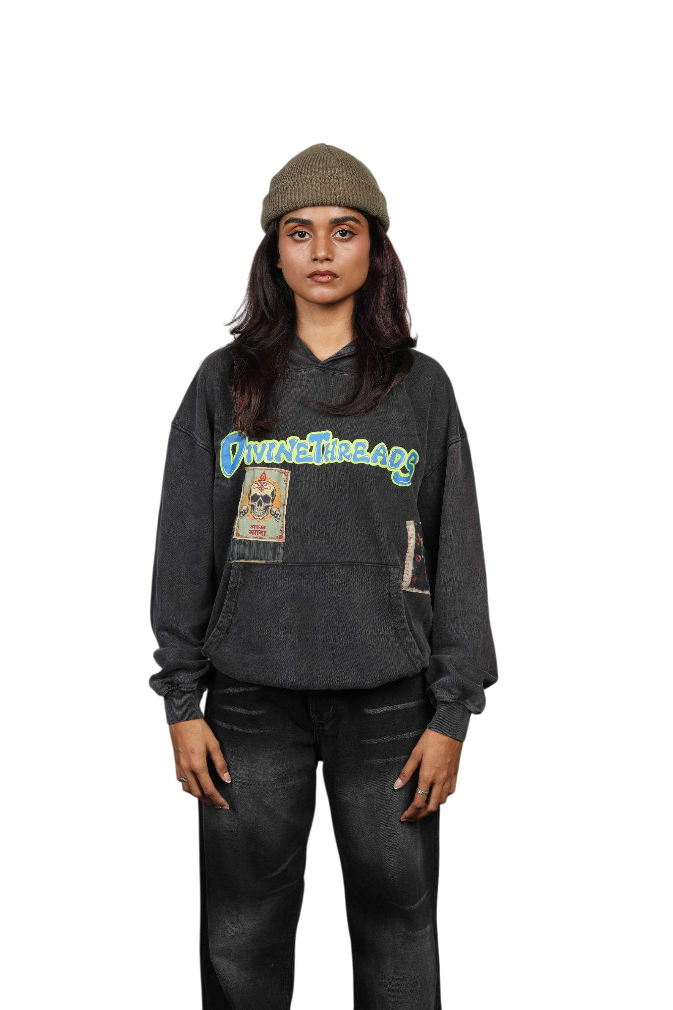 UNISEX SKULL SERIES WASHED HOODIE